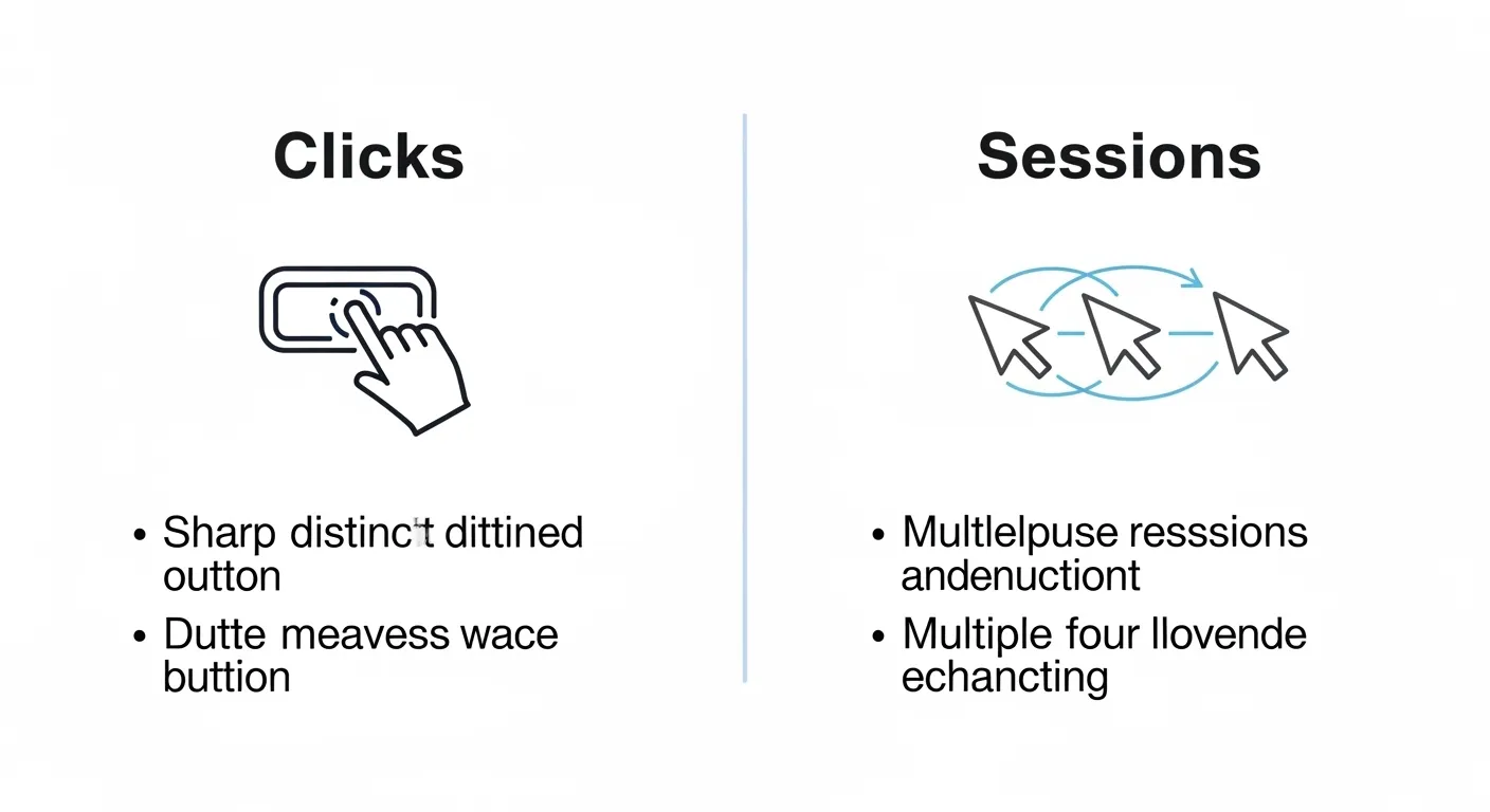 difference between clicks and sessions