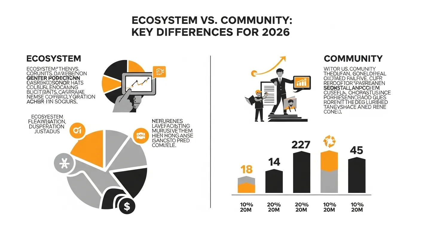 difference between ecosystem and community