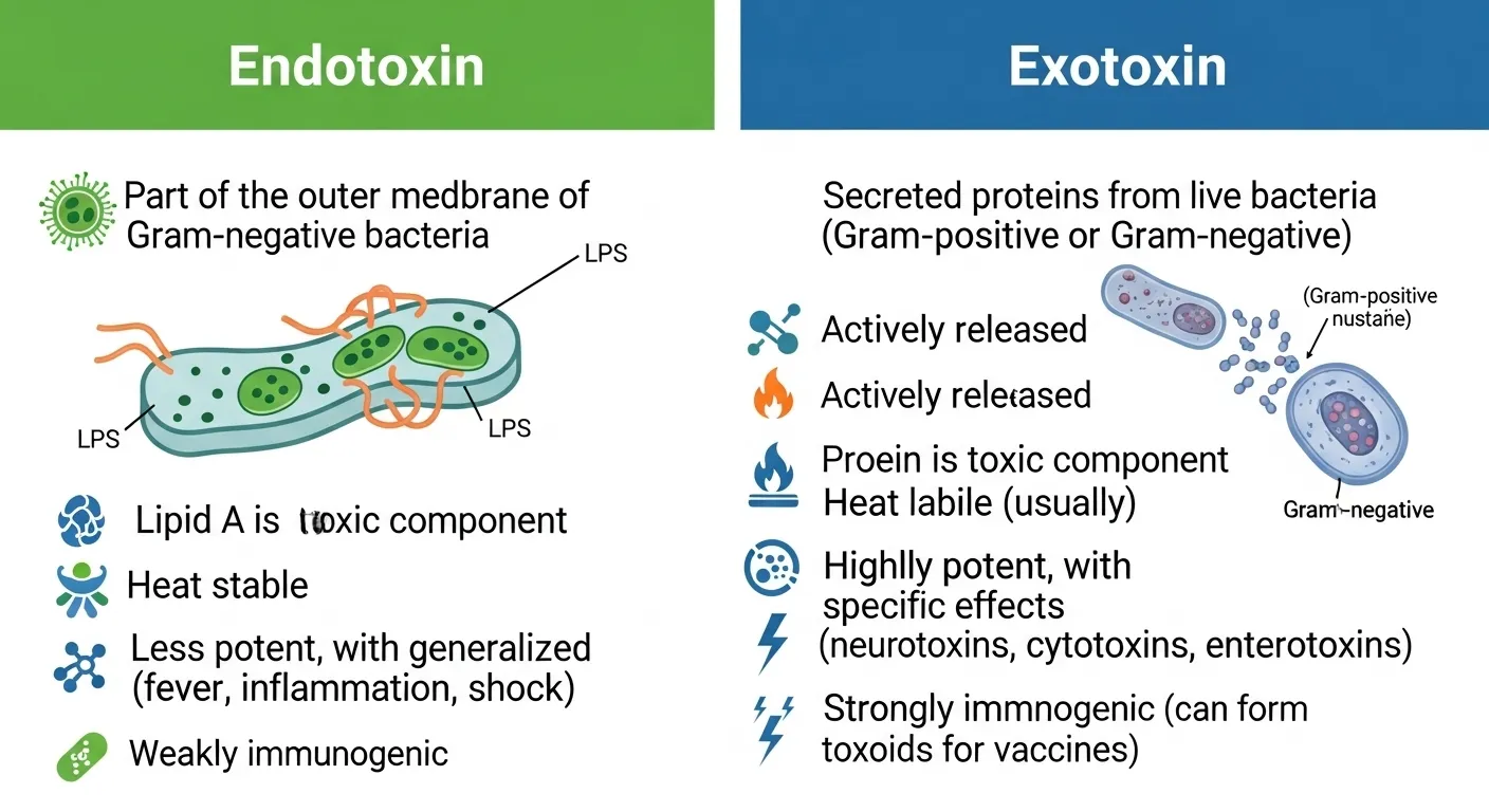 difference between endotoxin and exotoxin
