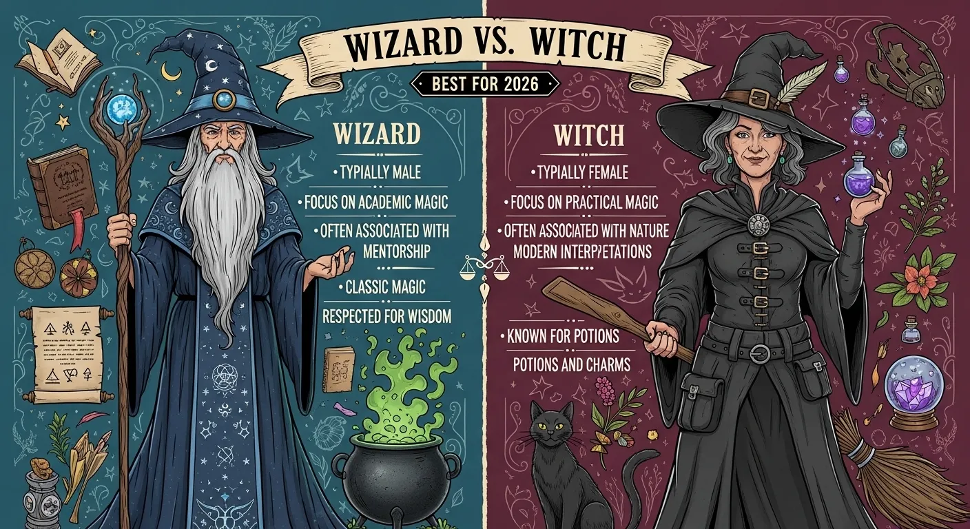 difference between wizard and witch