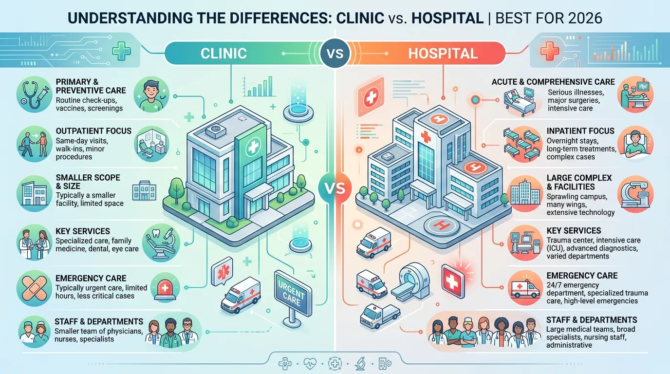 difference between clinic and hospital