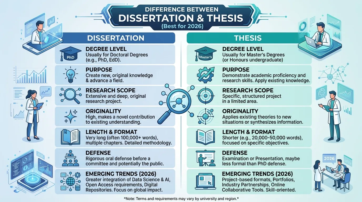 difference between dissertation and thesis