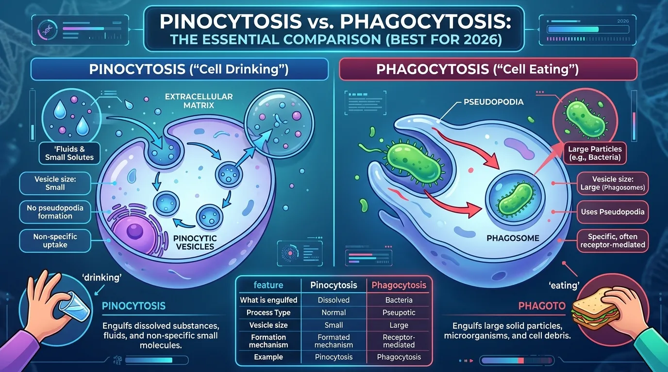 difference between pinocytosis and phagocytosis
