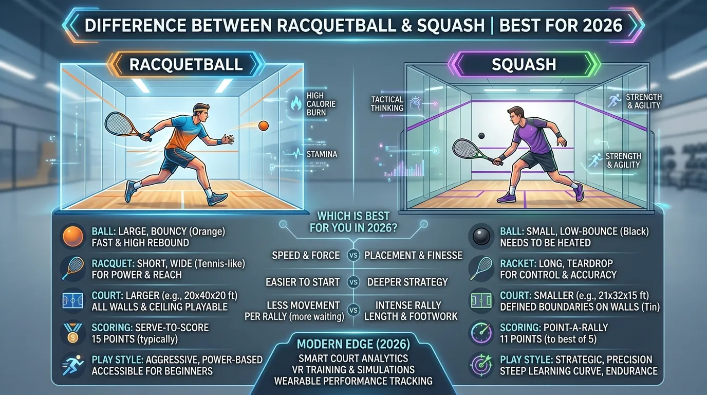 difference between racquetball and squash