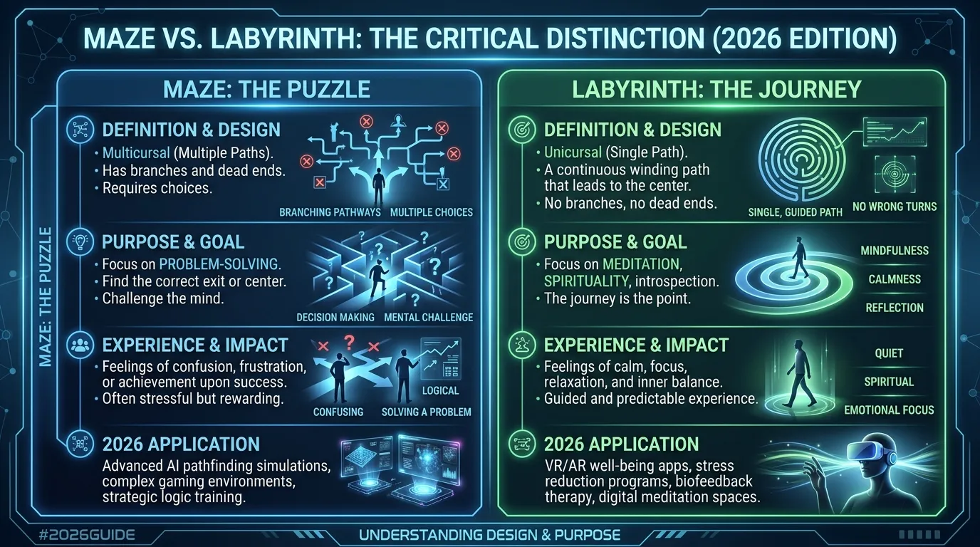difference between maze and labyrinth