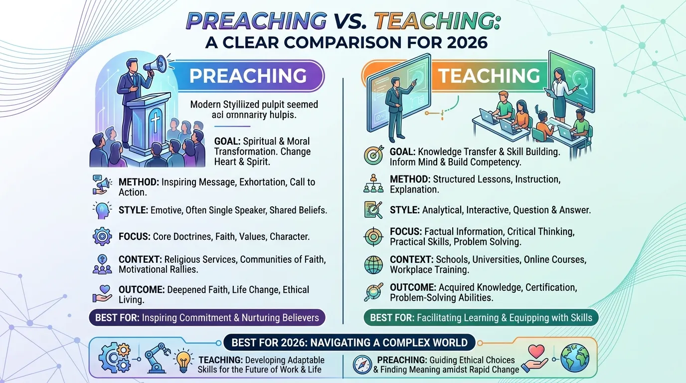 difference between preaching and teaching