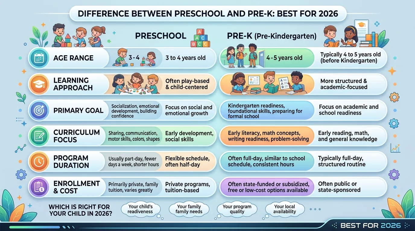 difference between preschool and pre-K
