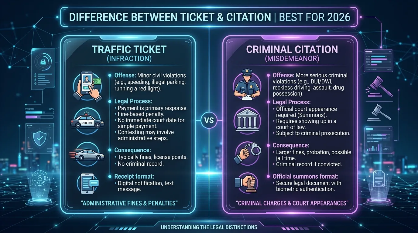 Difference Between Ticket and Citation