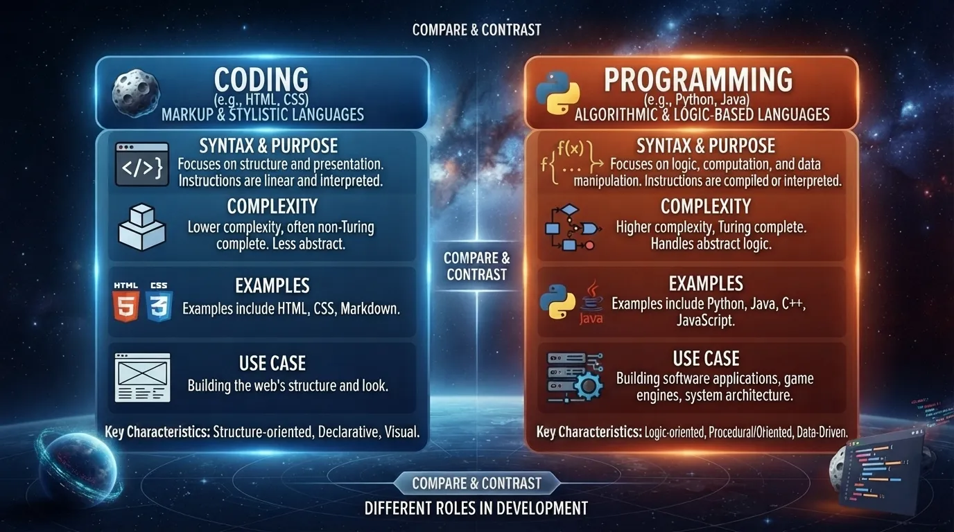 Difference between coding and programming