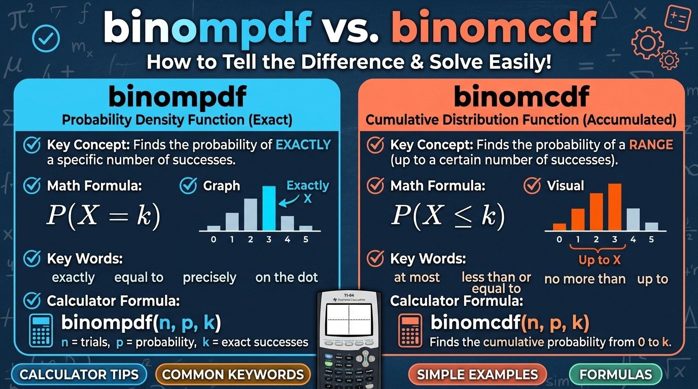 difference between binompdf and binomcdf