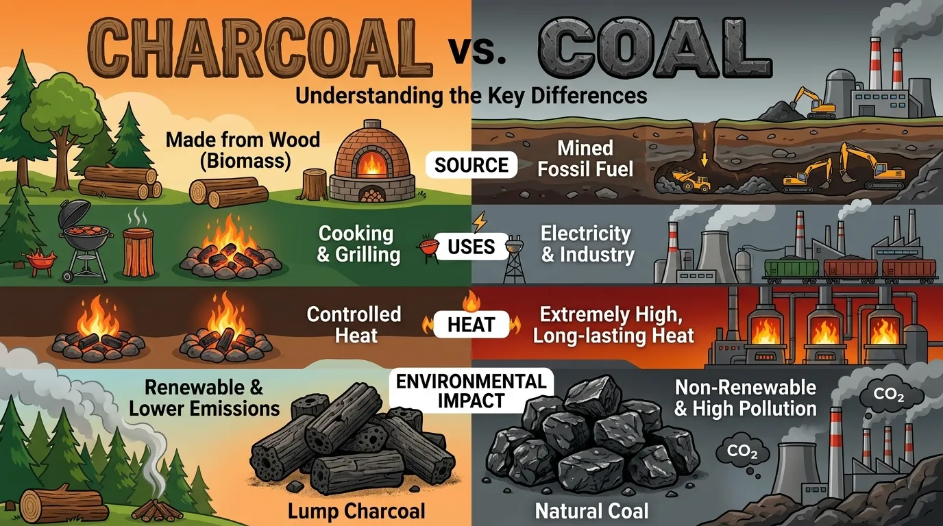 difference between charcoal and coal