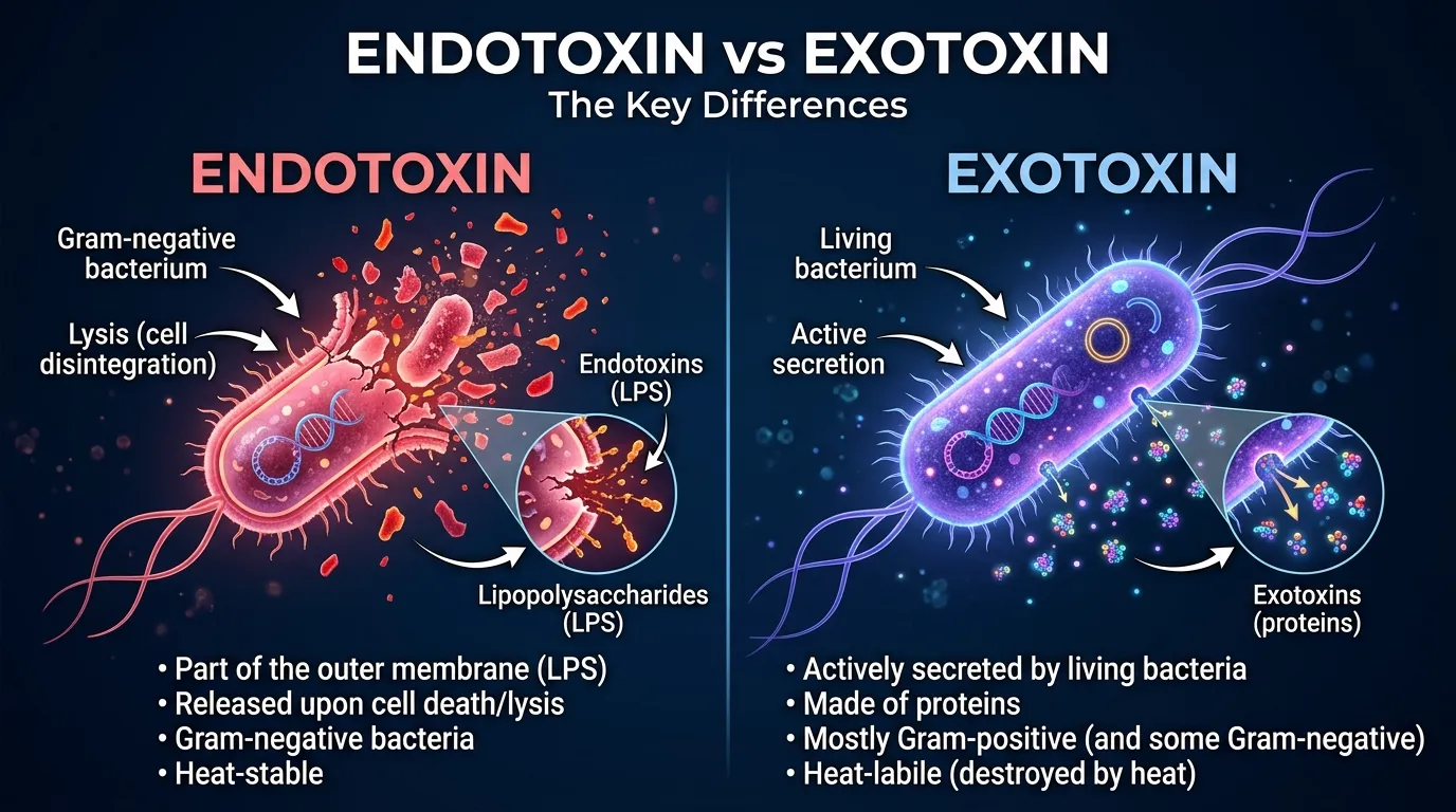 difference between endotoxin and exotoxin