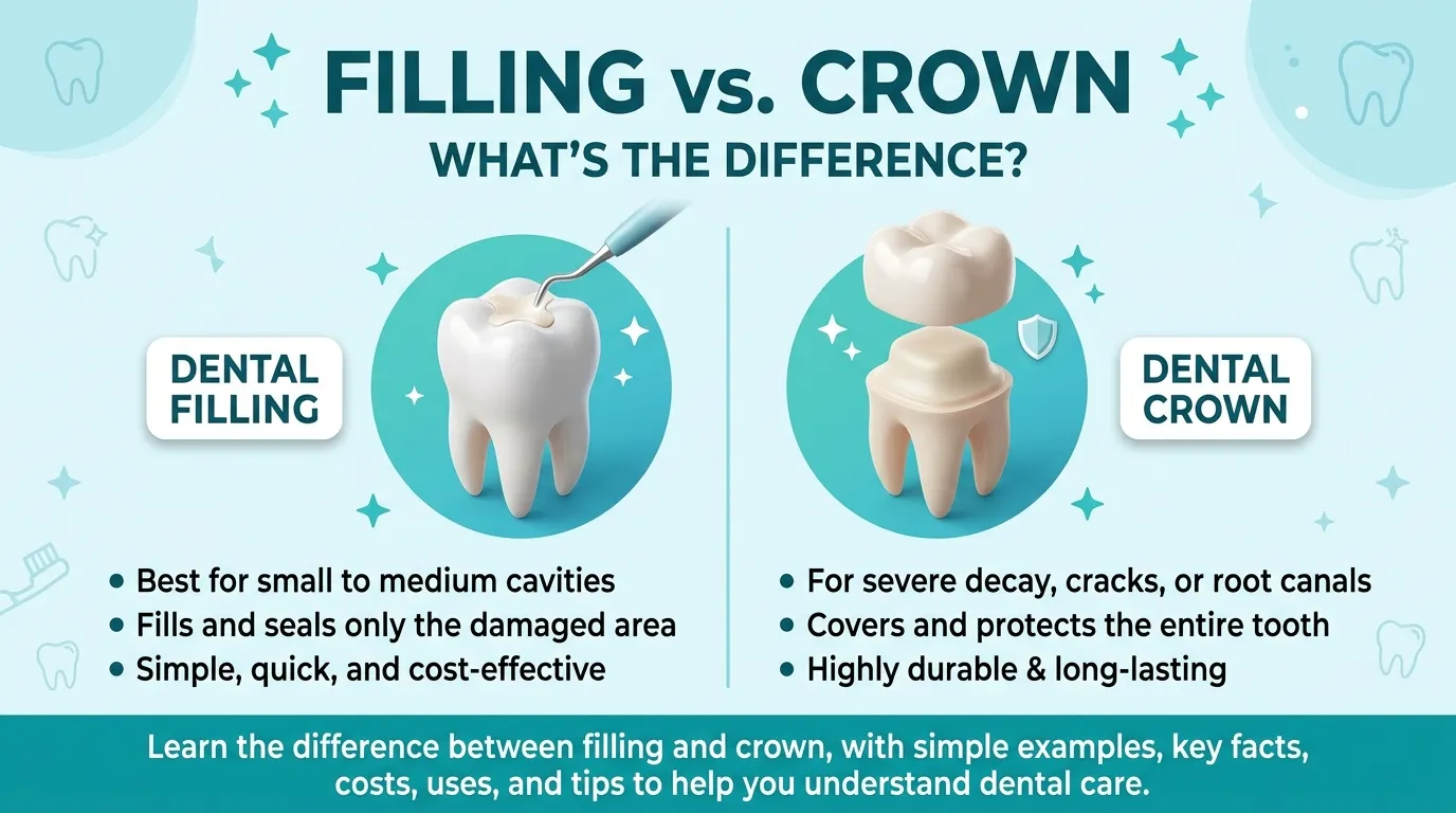 difference between filling and crown