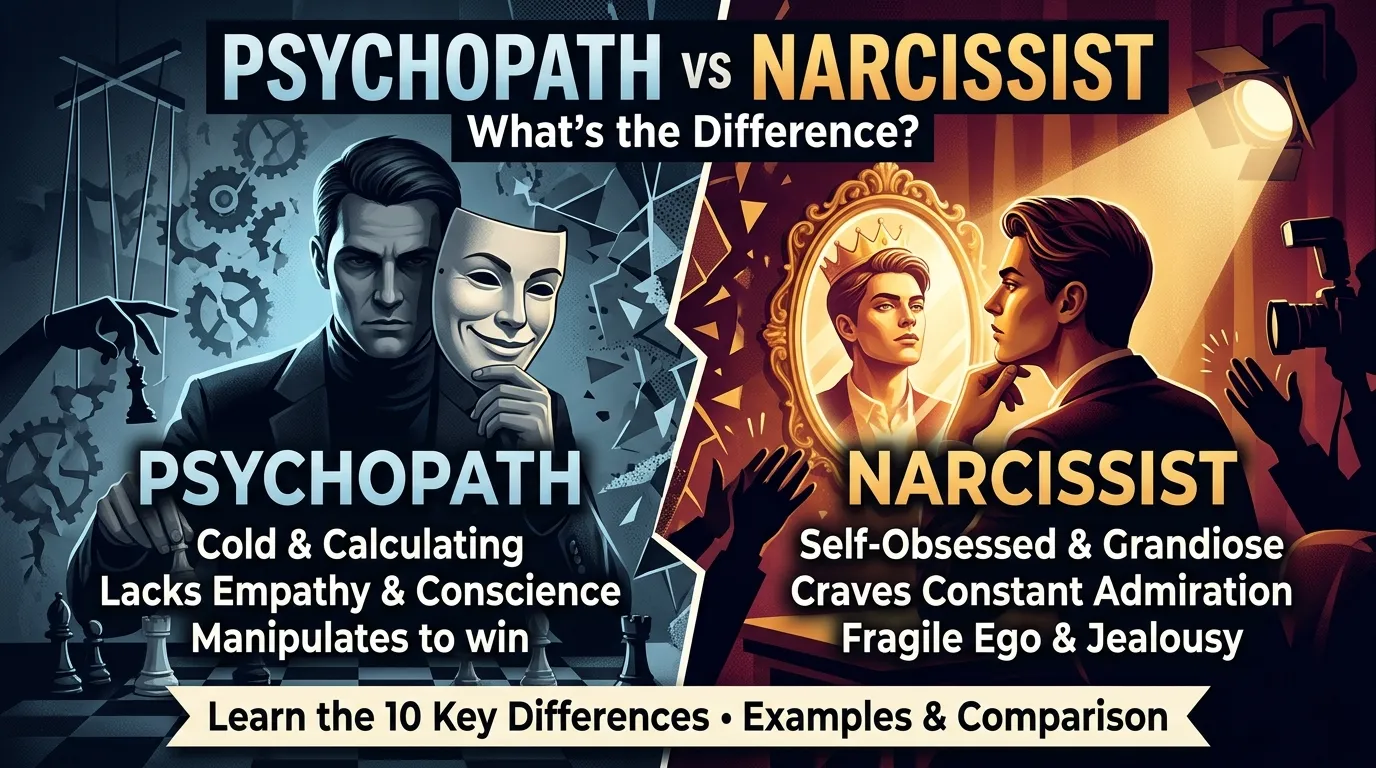 difference between psychopath and narcissist