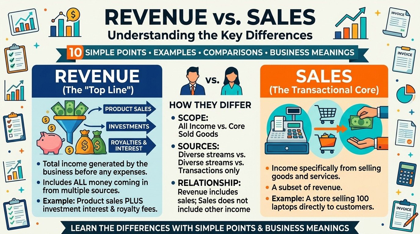 difference between revenue and sales