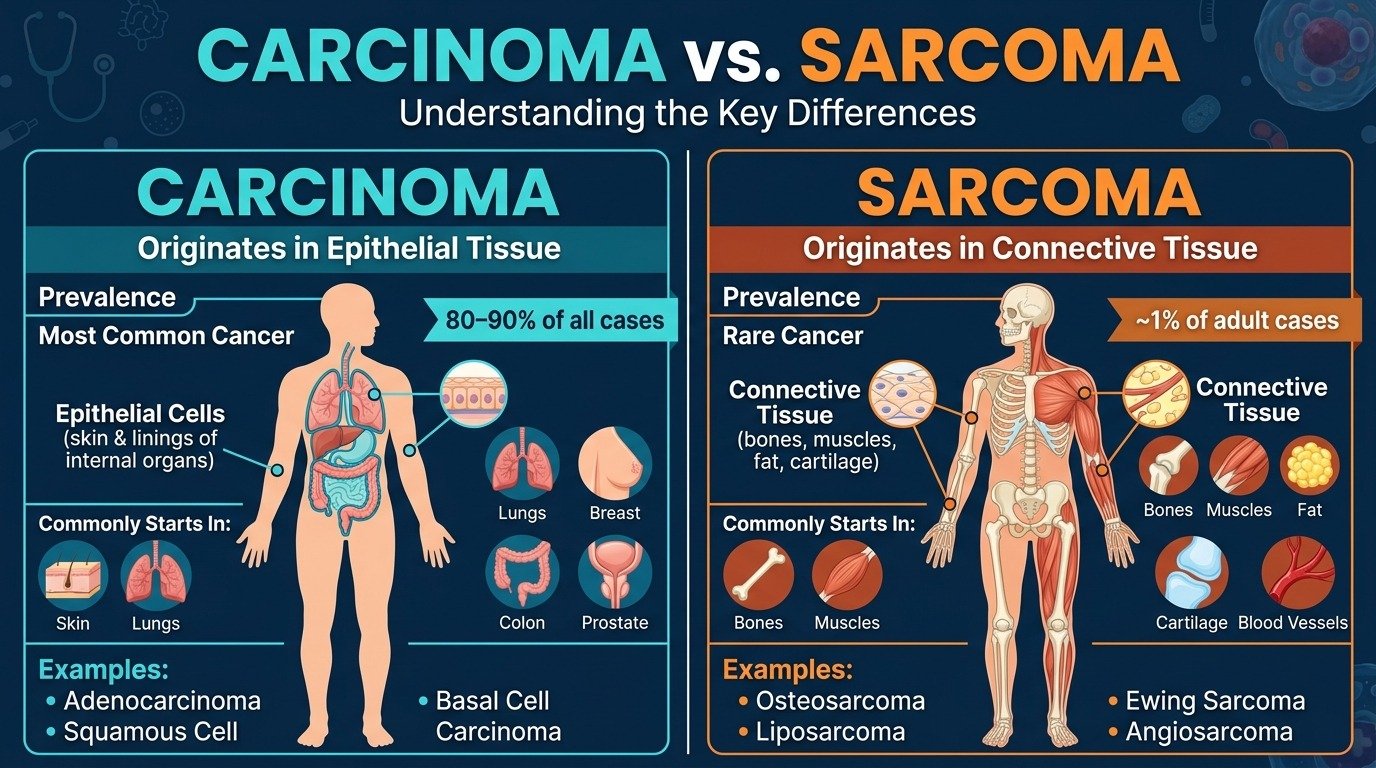 difference between sarcoma and carcinoma