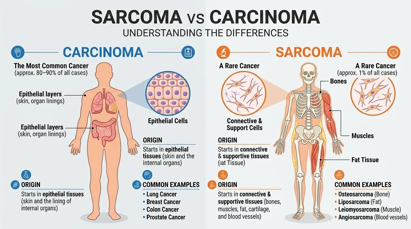 difference between sarcoma and carcinoma