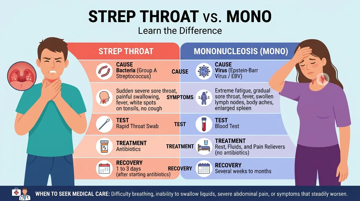 difference between strep and mono