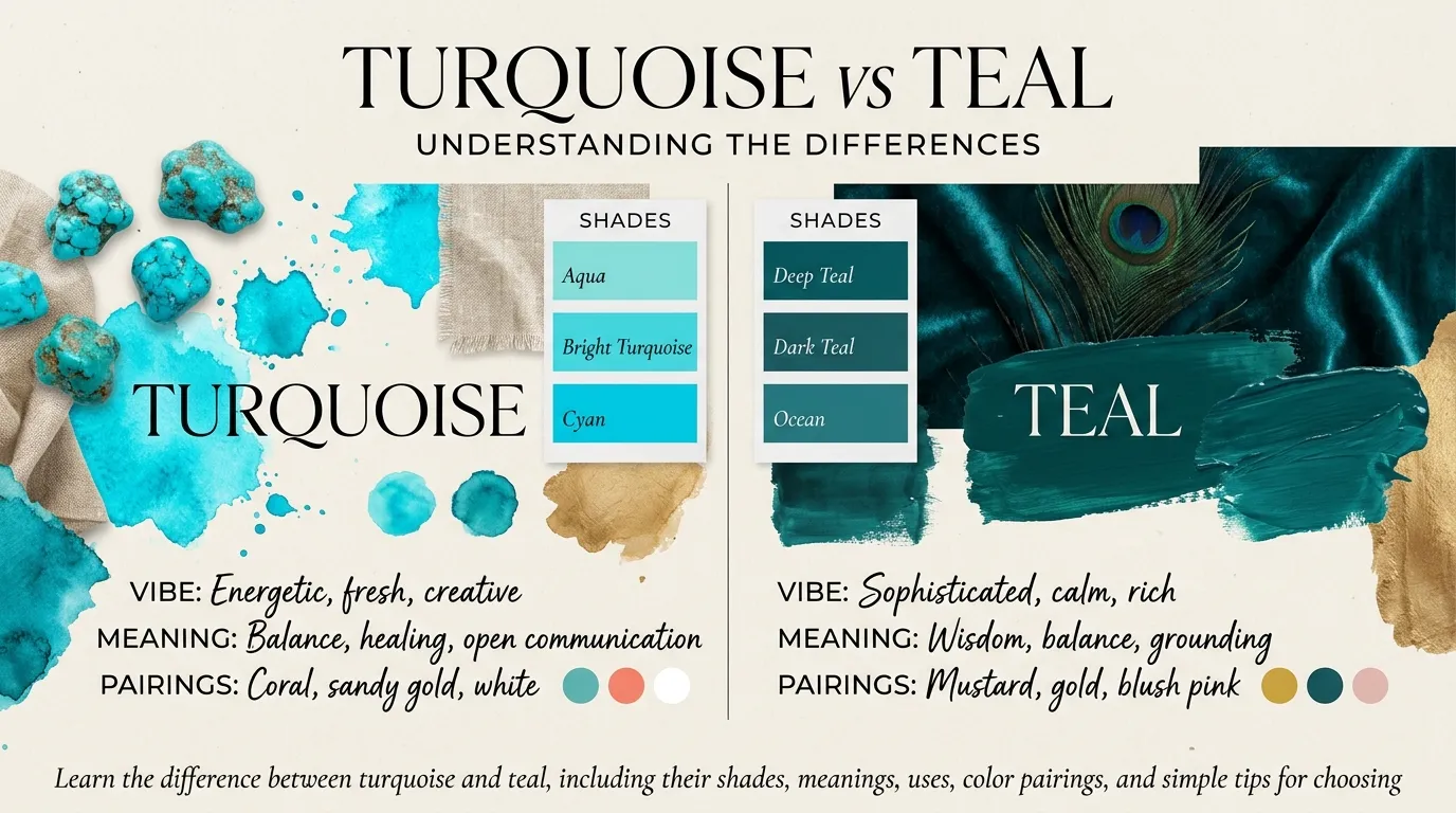 difference between turquoise and teal