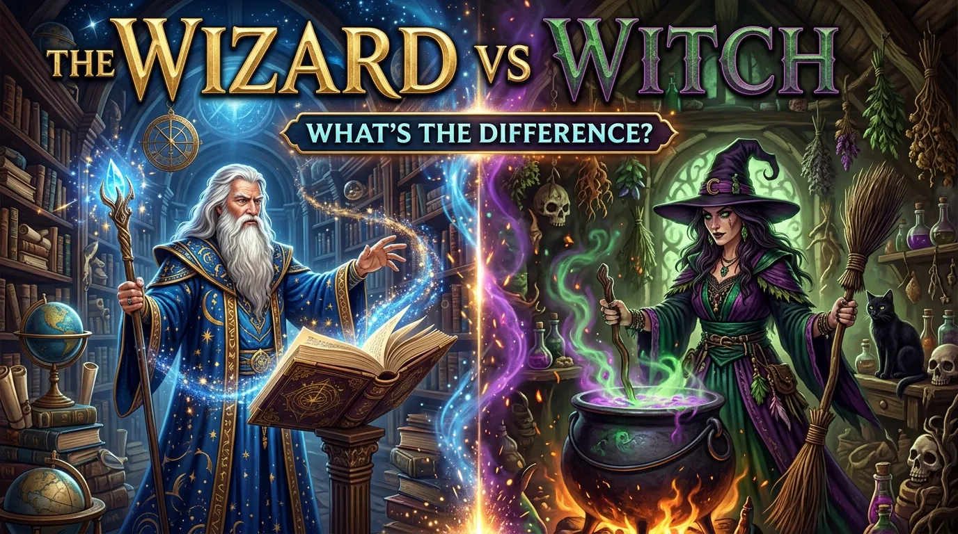 difference between wizard and witch